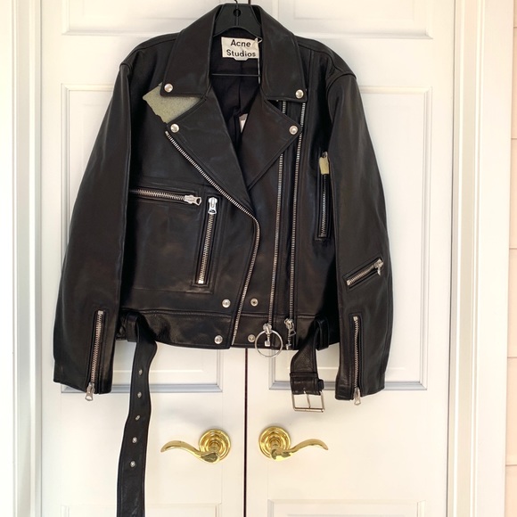 Acne Studios Men’s Leather Moto Jacket - Picture 2 of 15